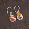 Orange Copper Turquoise Gemstone 925 Fine Silver Jewelry Handmade Earrings 1.30" EE-3-31