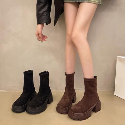 Winter Platform Women Ankle Boots Fashion Zippers Modern Short Booties Ladies Concise Thick Heels Botas De Mujer