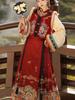 Ming Dynasty-Inspired Hanfu Women's Embroidered Bijiya Stand Collar Mamian Skirt with Velvet - Autumn/Winter Set