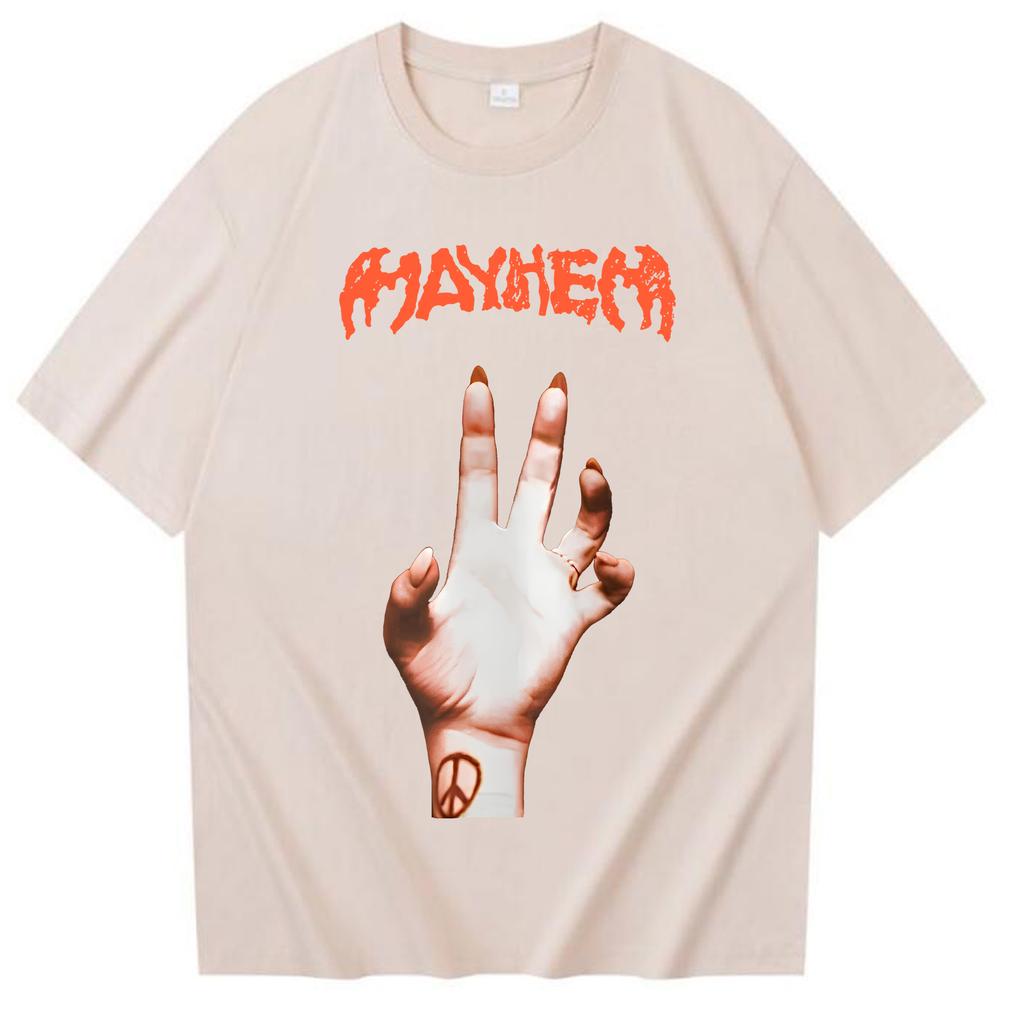 2025 Lady Gaga Mayhem New Album T Shirt Fashion Y2K Vintage Men Women T Shirts Hipster Oversized Cotton T-shirt Gifts Streetwear