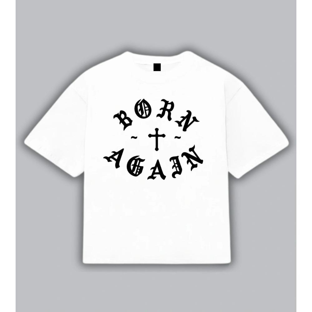

Born Again Gothic Cross T-Shirt Men Women Retro Christian Streetwear Graphic Cotton Short Sleeve Oversized Unisex Tee S разноцветный
