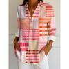 Camicia da Donna Grafica Geometrica a Righe Moda Tropicale Quotidiana Manica Lunga Camicie Collo Regolare Top Quotidiano Bottoni Stampa Autunno
