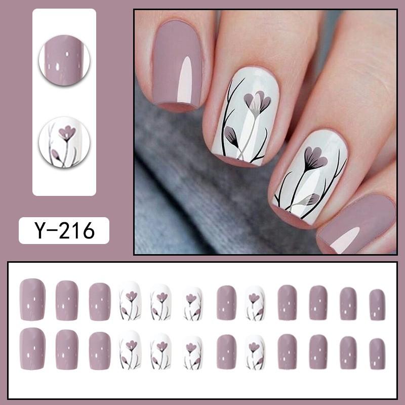 Pre-made Press-On Nails With Gradient Line Design Minimalist INS Style False Nail Tips Women