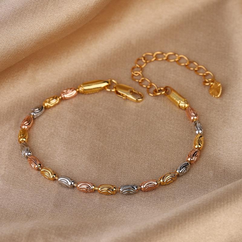 Niche Design Necklace Versatile Electroplated Color Gold Beaded Chain Set Female