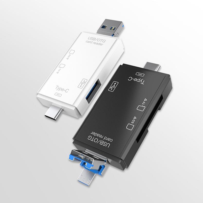 OTG 3.0 Card Reader 6-in-1 Type-C USB 3.0 SD Card & TF Card Reader for Mobile Phone & Computer External Storage