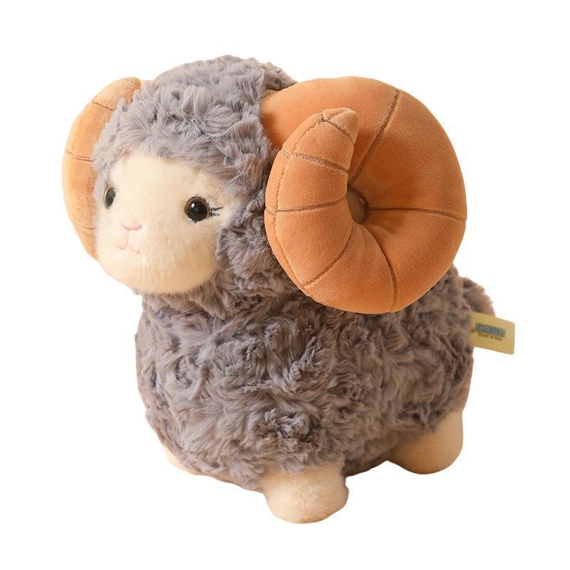 1Pcs Soft Fluffy Big Horns Sheep Doll Cute Sheep Plush Toys Warm Cozy Hugging Appease Animal Doll Birthday Gift For Girls
