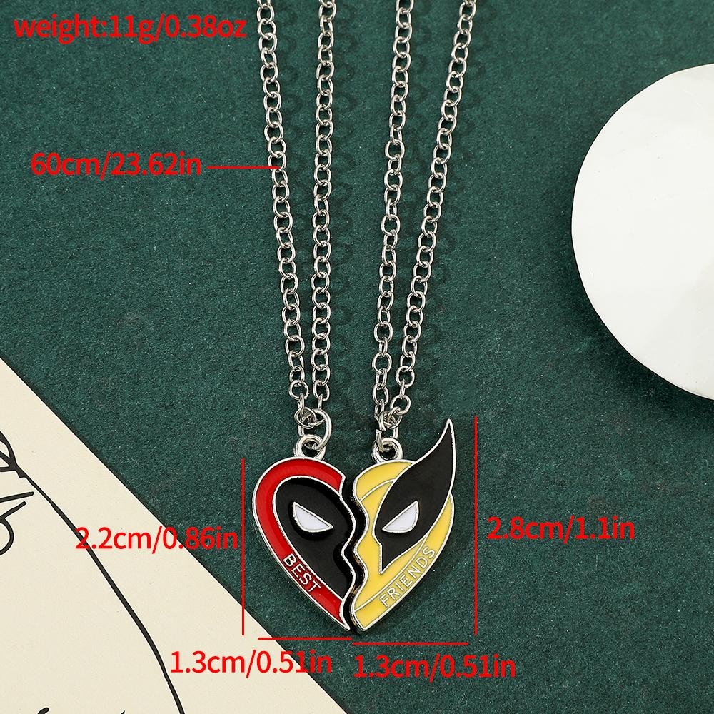 2 st Deadpool Wolverine Cospay Bästa Vänner Halsband Superhjälte Parhalsband Hjärthänge Vänskap Matchande Gåvor