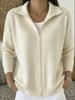 2026 European & American Zipper Knit Cardigan: Women's Autumn/Winter Casual Solid Color Fashion Sweater Outerwear
