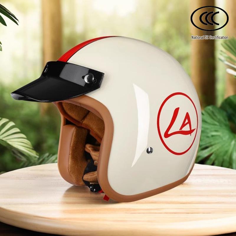 Retro 3C-Certified Unisex Motorcycle Helmet, All-Season 3/4 Design for Motorbike & Electric Bike