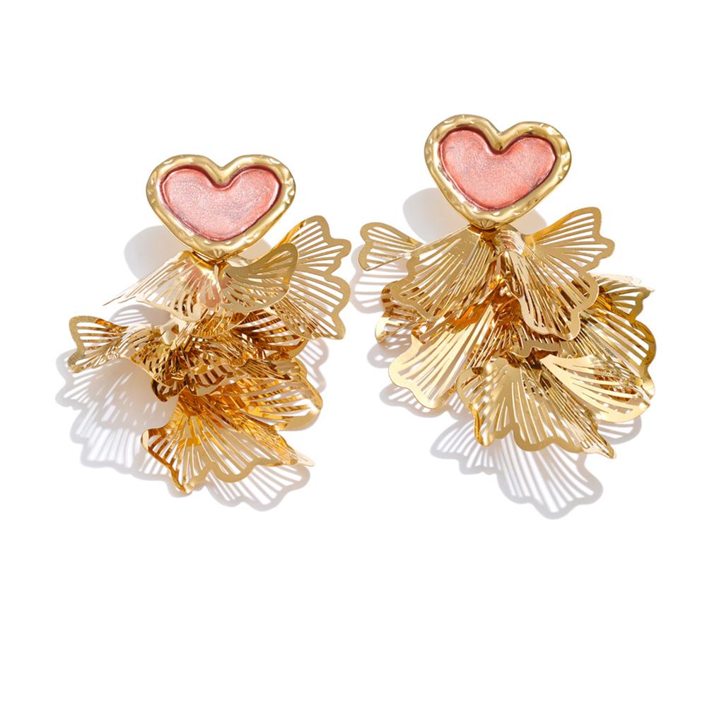 Eetit New Design Heart Petal Dangle Fashion Earrings 18K PVD Golden Plated Stainless Steel Charm Popular Daily Statement Jewelry