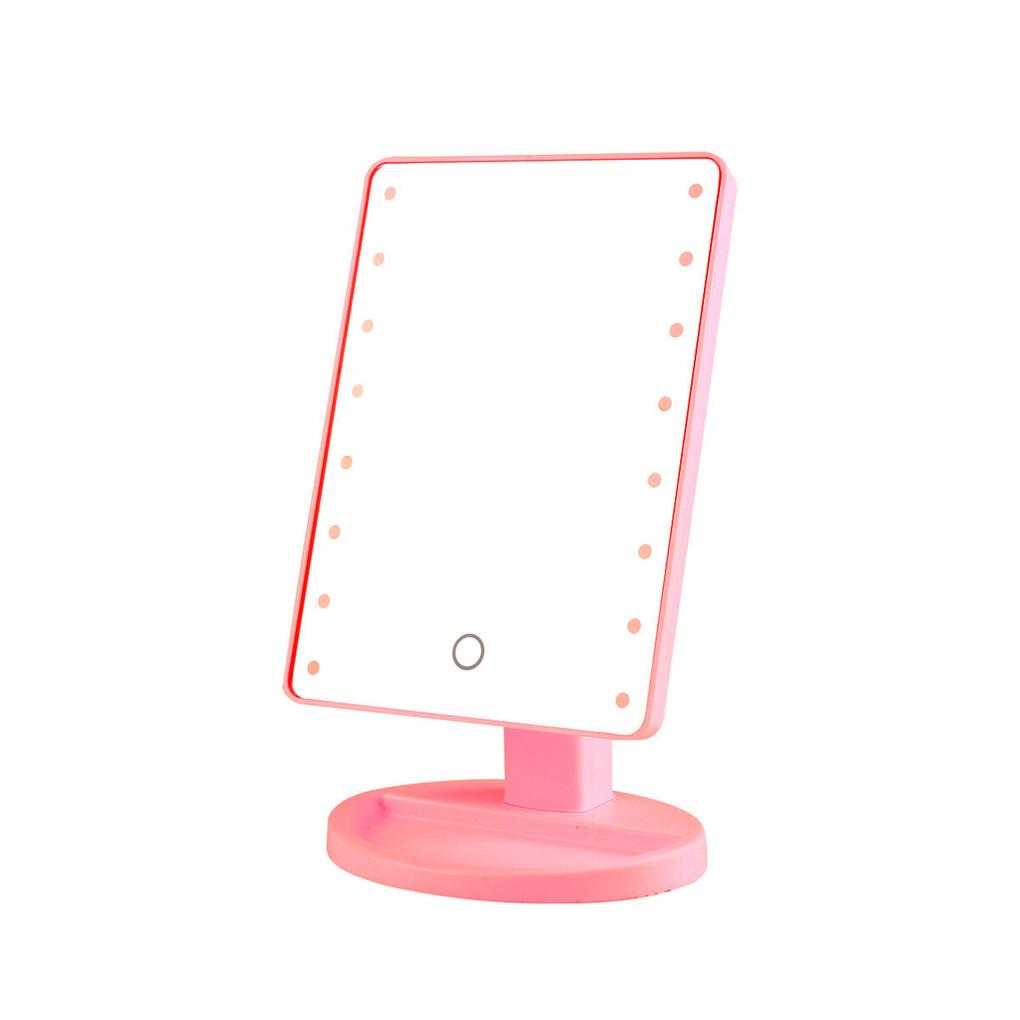 16LED Makeup Mirror 360° Rotating ABS Plastic Frame Desktop Cosmetic Mirror Battery Powered Portable Mirror For Lady Student