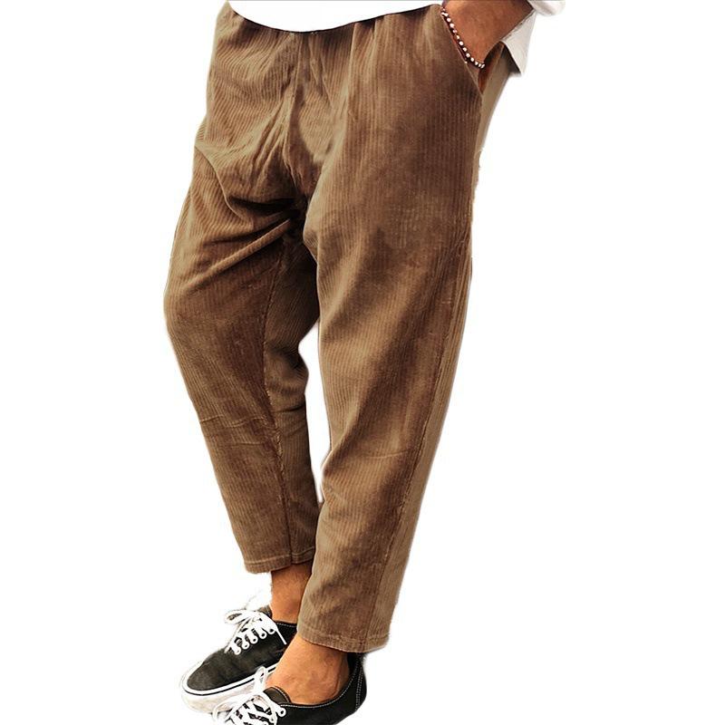 Men s Autumn & Winter Corduroy Loose Straight Leg Cropped Pants S