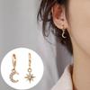 Cubic Zirconia Star Moon Earrings Allergy Proof Asymmetric Hoops Evening Party Jewelry For Women In Three Color Options