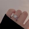 Korean S925 Sterling Silver Luxury Double Heart Zircon Ring for Women