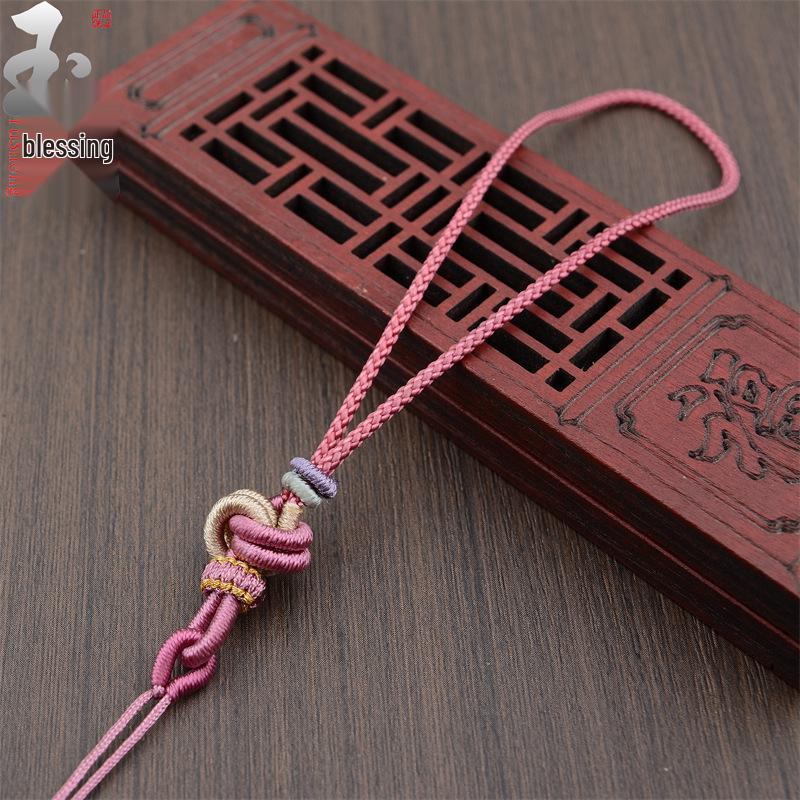 Handmade Woven Ancient-Style Dimple Knot Pendant - Golden Car Ornament with Grip Rope
