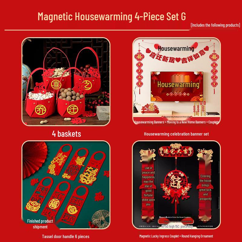 Auspicious Housewarming Magnetic Couplets for New Home Decor with New Year's Blessings