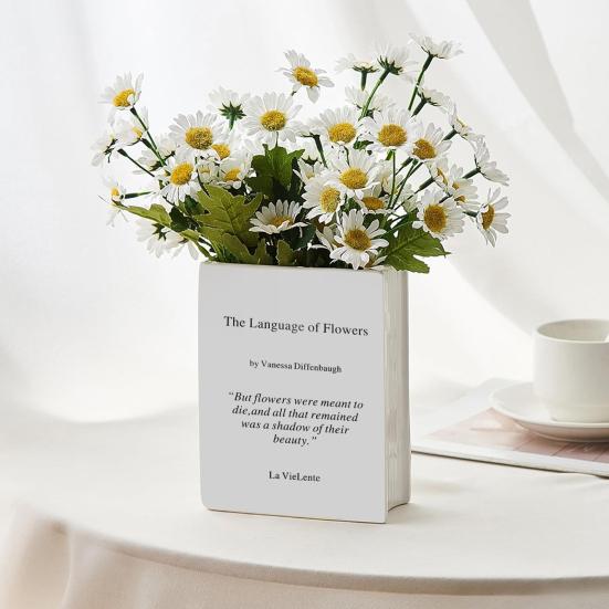 Book Vase The Language of Flowers Plants Vase Aesthetic Living Room Bedroom Home Office Decoration Book Lovers Gifts