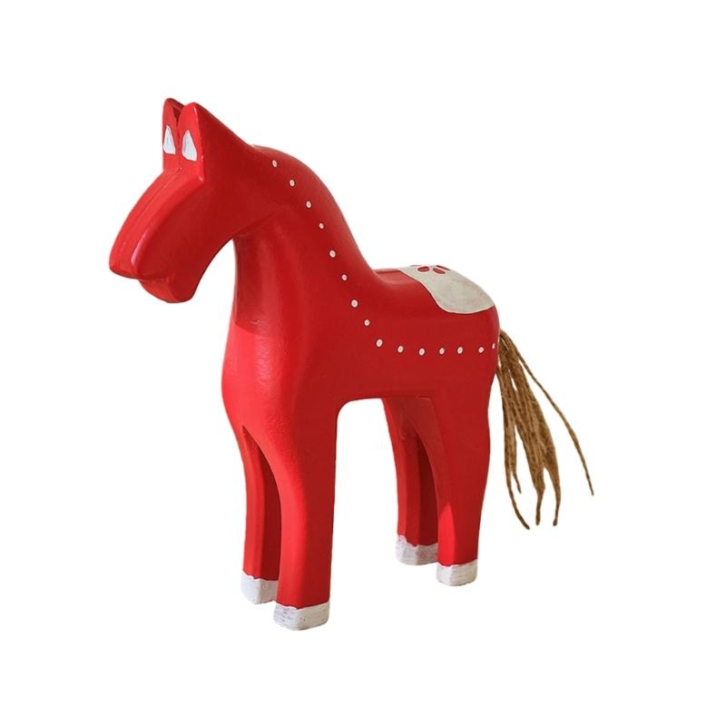 Wooden Horse Statue Sculptures Decorative Animal Figurines Tabletop Ornament for Office Home Decorations Birthday Gift
