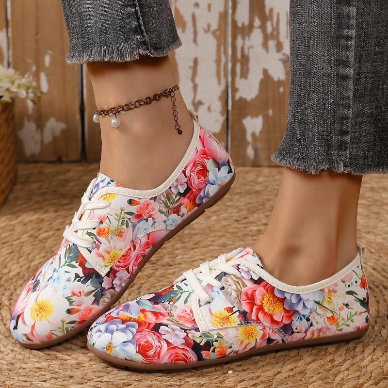 Women's Flat Shoes Spring New Round Head Deep Mouth Before Lacing Soft Sole Anti-slip Wear-resistant Single Shoes