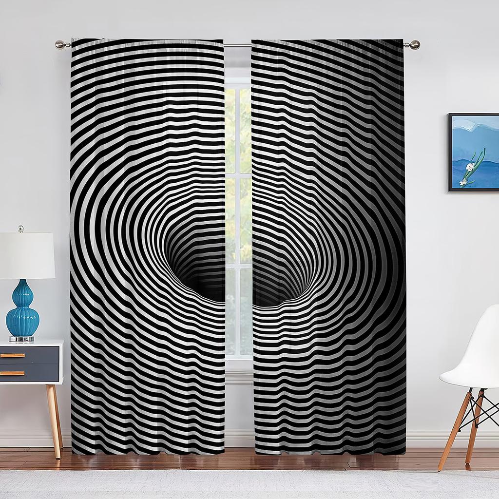 Psychedelic Rainbow Optical Illusion Sheer Curtain for Living Room Bedroom Voile Drape Kitchen Window Tulle Curtains Home Decor