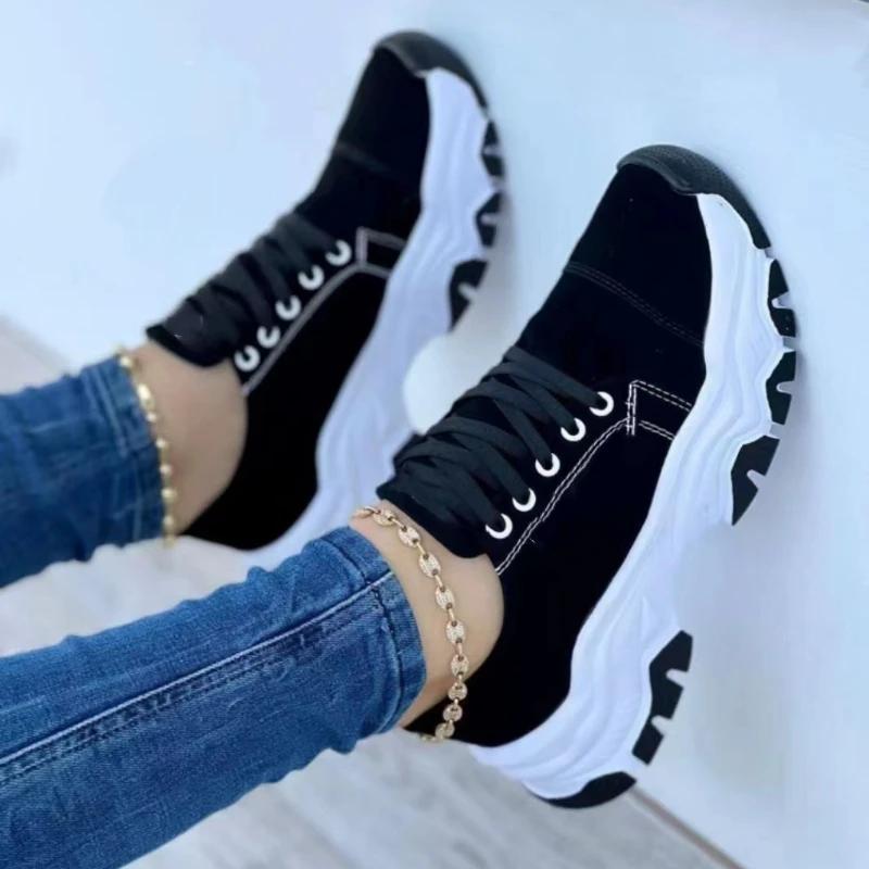 Sneakers Shoes 2025 New Women's Casual Canvas Shoes Lace Up Platform Sneakers Durable Round Toe Women Shoes Light Zapatillas