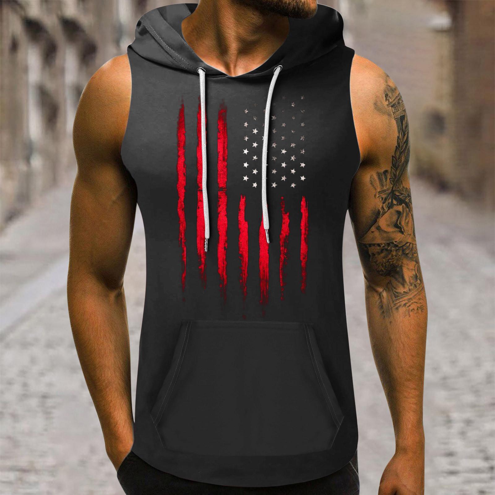 

Мужской жилет с капюшоном для фитнеса, модная футболка без рукавов для спортзала с капюшоном XXL чёрный