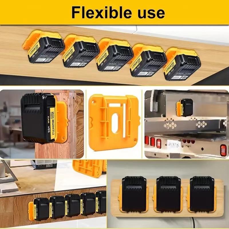 1-10PCS Battery Holder Storage Rack for Dewalt 18V 20V Li-ion Battery DCB203 DCB205,Wall Mount Battery Dock for Workbench