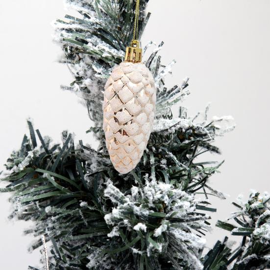 5Pcs/Box Christmas Hanging Pinecone Glitter Reusable Unbreakable Xmas Tree Decoration Plastic Pine Cone Ornament Party Supplies
