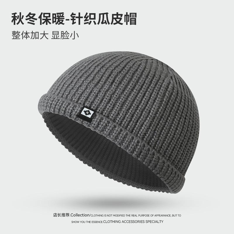 Patch small label wool hat casual versatile short brim street hip hop men's autumn and winter trendy melon rind hat