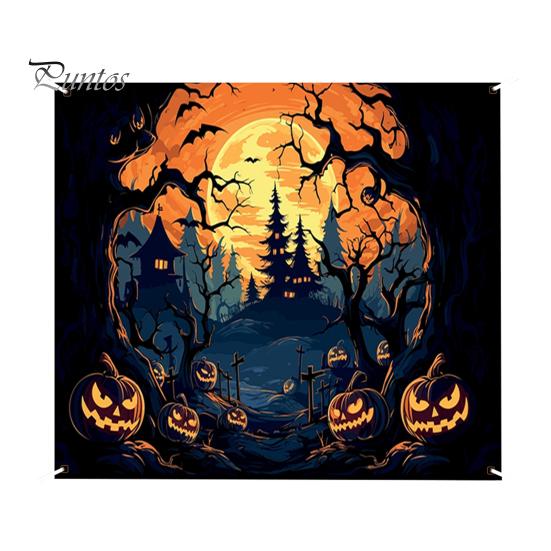 

Украшение гаражных ворот на Хэллоуин, тыквенный замок, гаражные ворота, баннер, подвесной фон на Хэллоуин, фреска для стены, окна, двора S