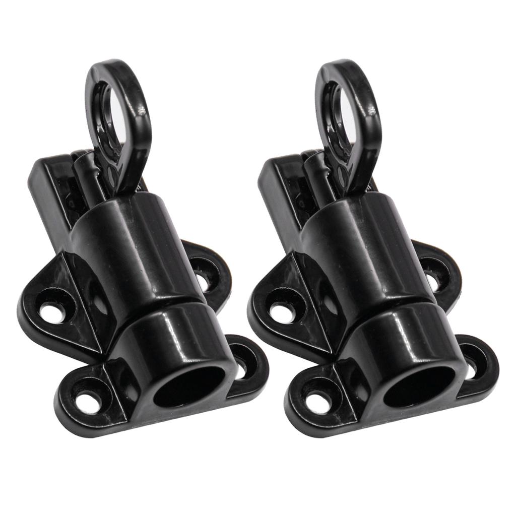 2PCS Pull Ring Latch Locks Aluminum Alloy Spring Load Automatic Door Window Gate Bolt Lock with Screws Black