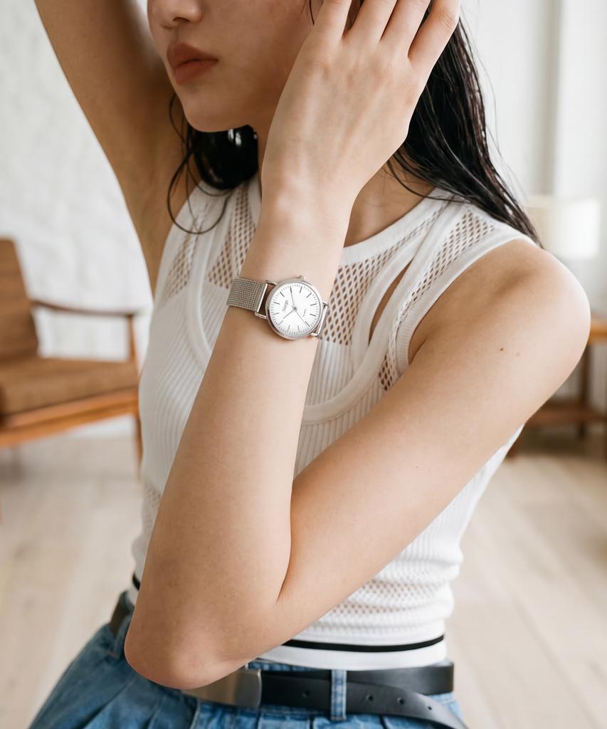 Sialeugo Sg-002S-Sw Caper Collection Women'S Steel Metal Mesh Wristwatch