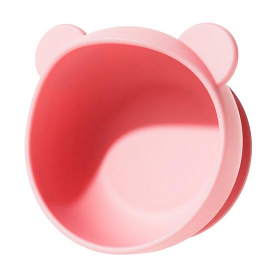 Bear Silicone Baby Toddler Bowl Suction Base Bowl Stainless Steel with Strong Non A розовый