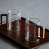 High Borosilicate Glass Tea Cup with Walnut Wood Handle High Temperature Resistance Whiskey Glass Large Capacity Tea Making Cup