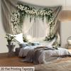 2D Elegant Floral Arch Tapestry White Roses and Greenery Backdrop Background Cloth