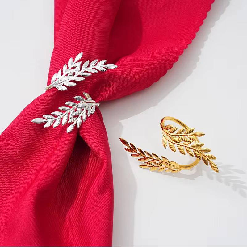 Gold Wheat Napkin Rings Metal Leaf Napkin Holder For Harvest Festival Fall Christmas Thanksgiving Dinner Table Decoration