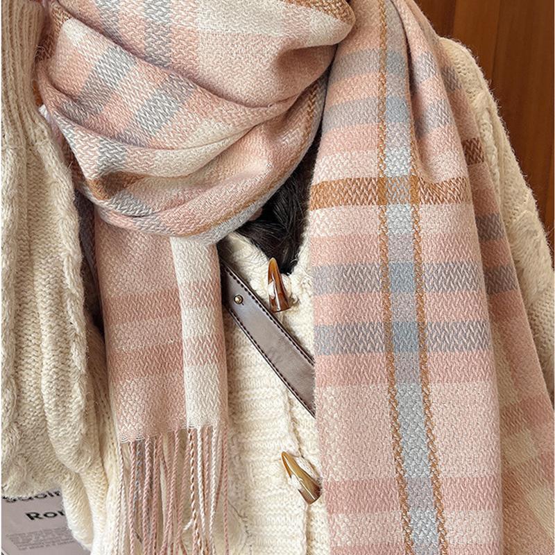 Imitation Kaschmir dicker Schal Damen Herbst Winter karierter warmer Schal