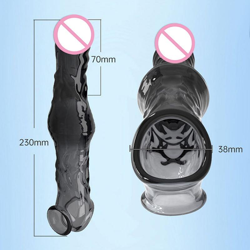 Opakovaně použitelné kondomy Penis Extender Sleeve Extender Sleeve Extender 7cm Crystal Transparentní kondom pro zpožděnou ejakulaci