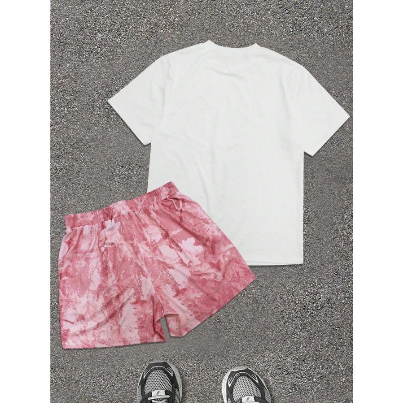 2026 Summer New Men's Short-Sleeved Shorts Set with 3D Pattern Printing