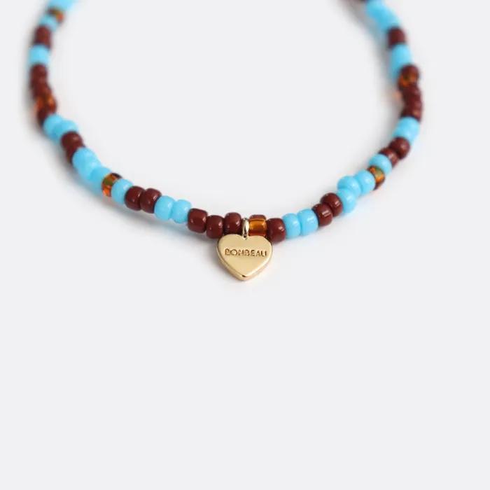 Alba Color Mix Layered Beads Bracelet Heart Charm Color Mix Seed Beads Bracelet