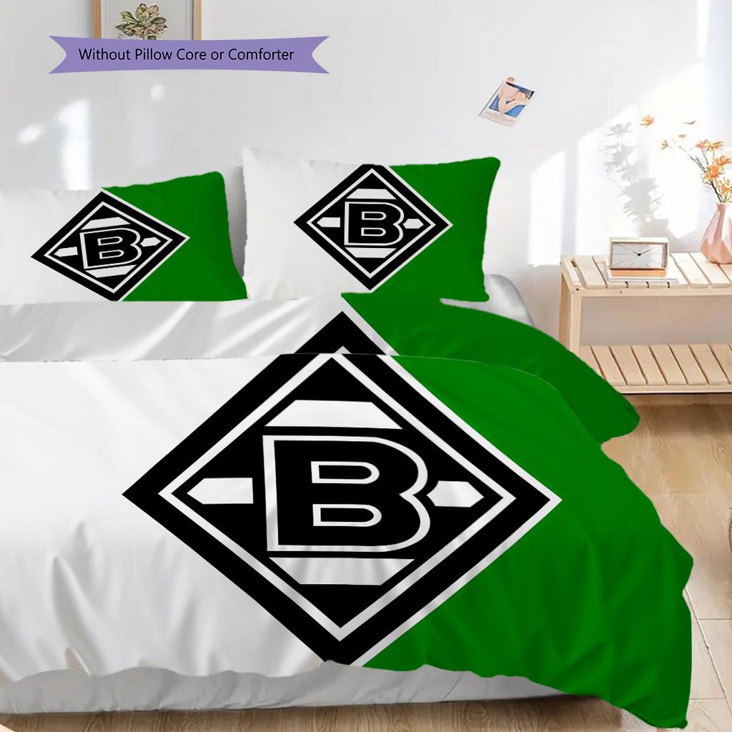 Borussia Muster Bettwäsche Steppdecke Set Bettbezug Kissenbezug Heimdekoration Geburtstagsgeschenk (1 Bettbezug + 2 Kissenbezüge, ohne Füllung)