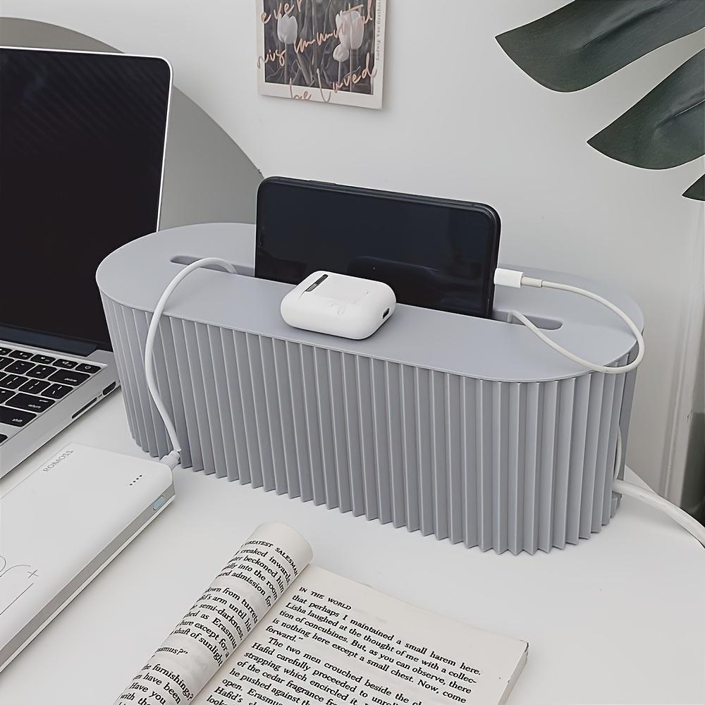 

Многофункциональный ящик для хранения и организации розеток - Скрывает телефон, планшет и органайзер для кабелей зарядки, подходит для стола и кровати в общежитии серый