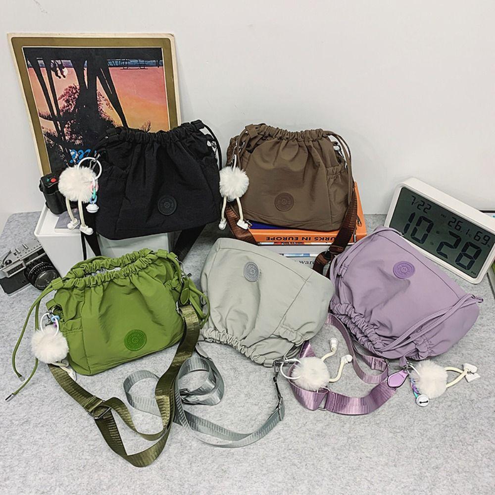 

Korean Style Drawstring Bucket Bag Purse Oxford Cloth Crossbody Bag Office Worker сірий