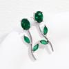 Gold Plated Tulip Stud Earrings Women Colorful Cubic Zirconia Rose Leaf Drop Earrings Minimalist Dainty Jewelry Gift:VE1824