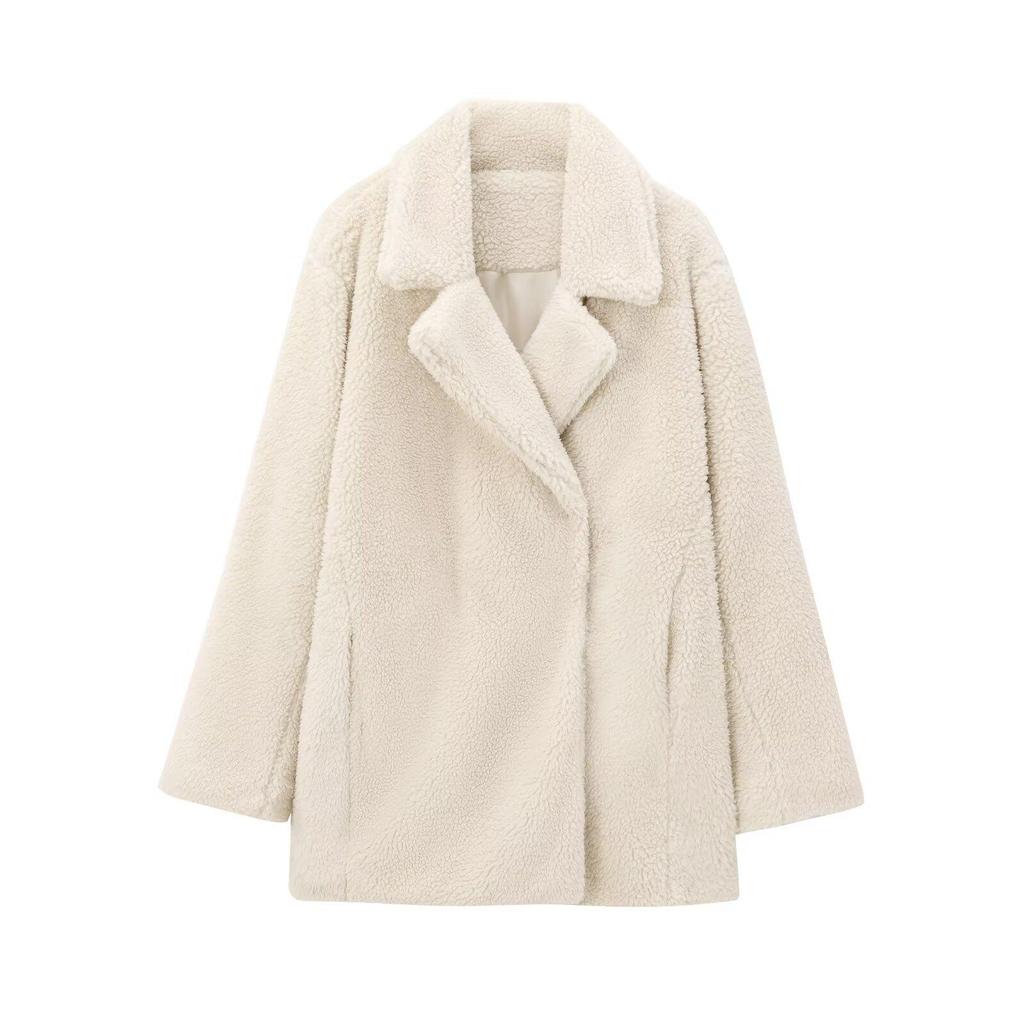 2024 Fall/Winter Women's Faux Fur Solid Color Overcoat: European & American Style