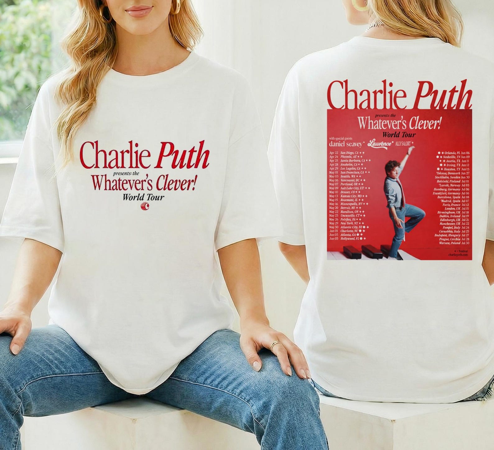 2026 World Tour Charlie Puth Whatevers Clever Shirt, Charlie Puth Concert Merch Apparel, Charlie Puth Fan Gift, Charlie Puth Graphic Shirt 4XL