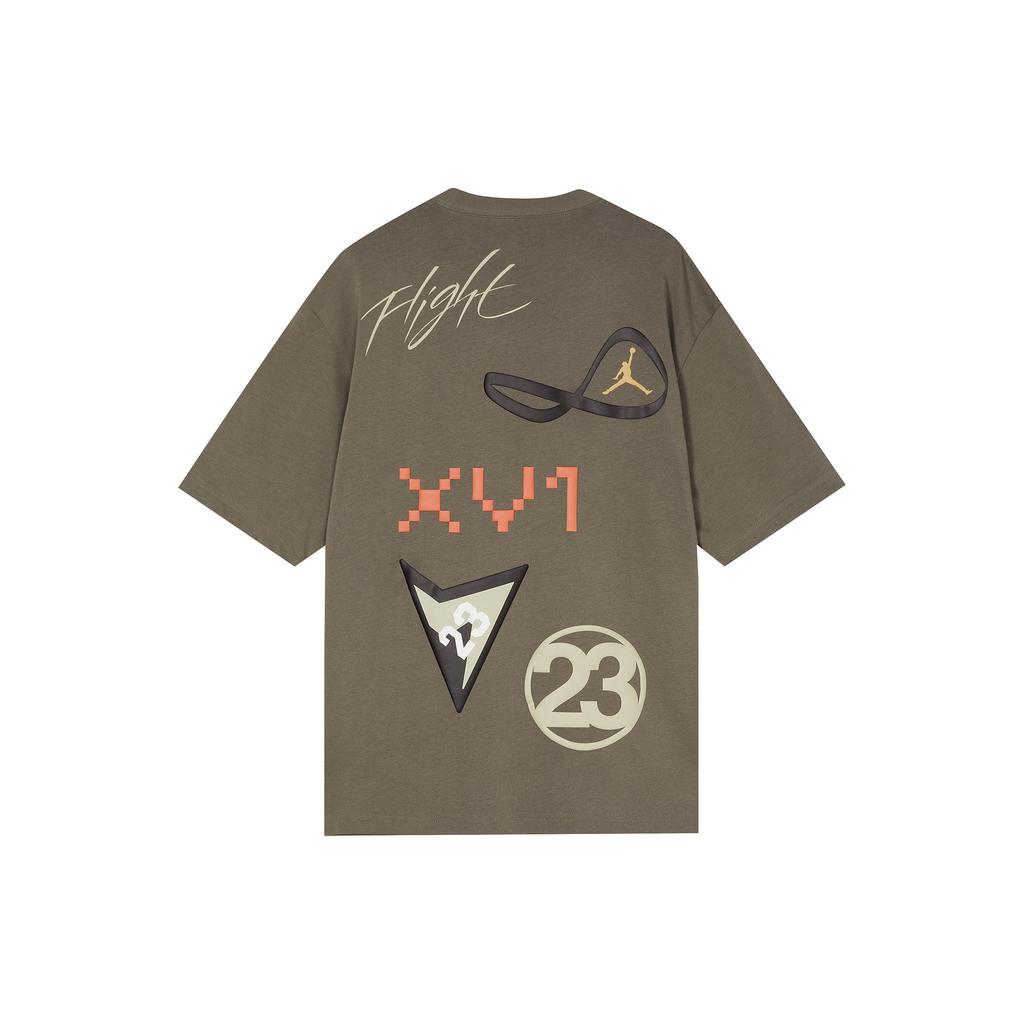 Jordan Alphanumeric Pattern Print Vintage Round Neck Short Sleeve T-Shirt Men Tops Brown DX9562-274