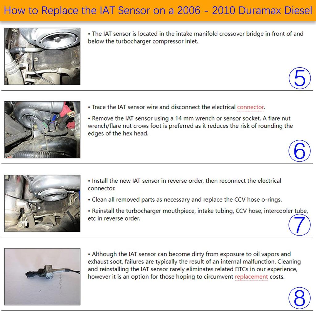 97381182 Intake Air Temperature Sensor for 2006-2010 Chevrolet Silverado 2500 HD, 3500 HD, GMC Sierra 2500 HD, 3500 HD for 6.6L Duramax Diesel