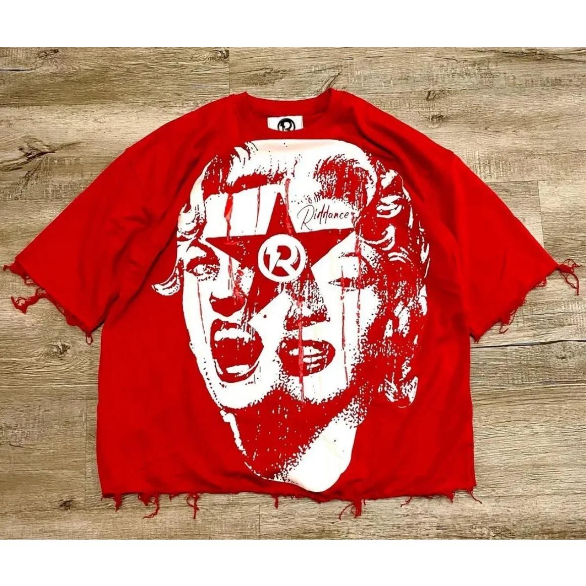 

RogueWave Хип-хоп Y2k Топы Оверсайз Футболки с принтом Графические Футболки Харадзюку Готика Мужские и Женские Футболки Повседневная Уличная Одежда S