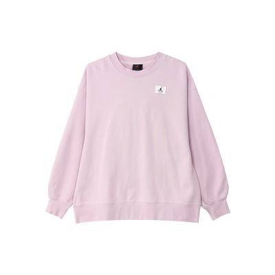 Logo Bestickt Einfarbig Rundhals Lässig Locker Fleece Pullover Sweatshirt Damen Sweatshirt Lila DQ4600-576